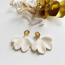 Boucles d’Oreilles « Ginkgo » (Crème)