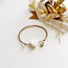 Bracelet « Big Coeur » (Porcelaine Blanche + Option Cordon)