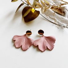 Boucles d’Oreilles « Ginkgo » (Vieux Rose)