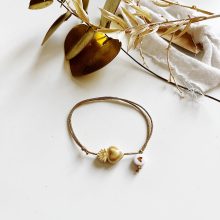 Bracelet « Ex-Voto » (Crème- Lien or)