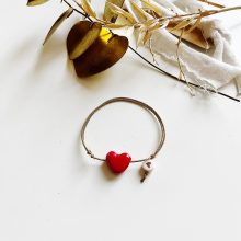 Bracelet « Big Coeur » (Porcelaine Rouge + Option Cordon)