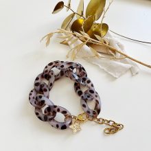 Bracelet « Big Maillon » (Motif Gris & Marron)