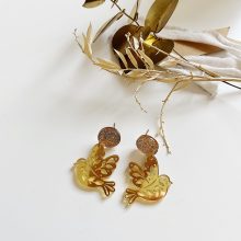 Boucles d’Oreilles « Colombe » (Gold-Support Paillette)