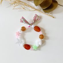 Bracelet « Lison » (Liberty Rose et Vert)
