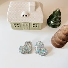 Boucles d’Oreilles « Big Coeur » (Paillette Argentée)