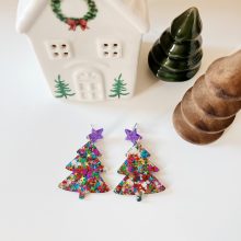Boucles d’Oreilles « Mon Beau Sapin » (Etoile Multicolore)