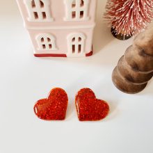 Boucles d’Oreilles « Big Coeur » (Paillette Rouge)