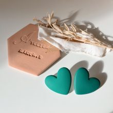 Boucles d’Oreilles « Big Coeur » (Vert Plume)