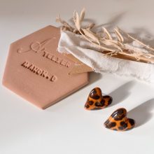 Boucles d’Oreilles « Petit Coeur »(Léopard)