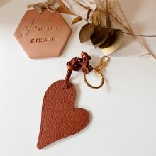 Porte-Clé / Accessoire de sac :  « Big Coeur » Marron