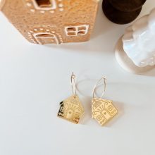 Boucles d’Oreilles « Créoles – Maison en Pain D’épices »