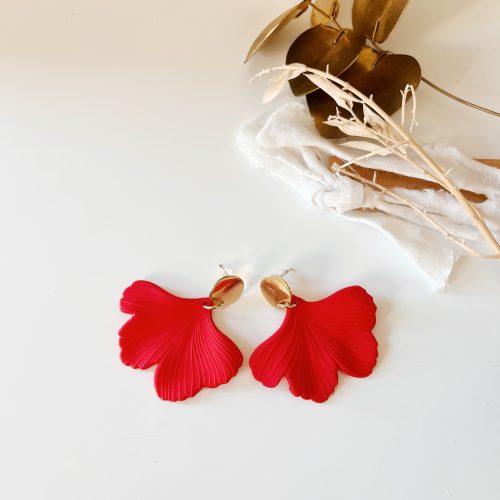 Boucles d'Oreilles "Ginkgo" (Rouge)