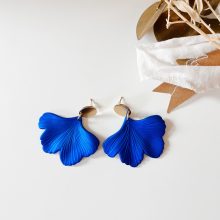 Boucles d’Oreilles « Ginkgo » (Bleu Reflet)