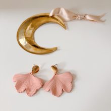 Boucles d’Oreilles « Ginkgo » (Vieux Rose)