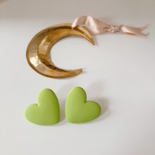 Boucles d’Oreilles « Big Coeur » (Vert Pomme)