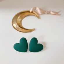 Boucles d’Oreilles « Big Coeur » (Vert Foncé)