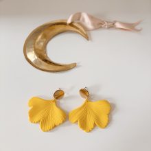 Boucles d&rsquo;Oreilles « Ginkgo » (Jaune)