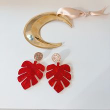 Boucles d&rsquo;Oreilles « Feuilles » (Rouge)