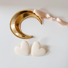 Boucles d’Oreilles « Big Coeur » (Crème)
