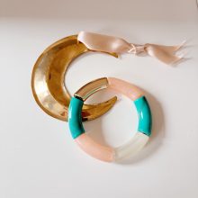 Bracelet « Mia » (Or, Saumon & Turquoise)