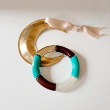 Bracelet « Mia » (Or, Marron & Turquoise)