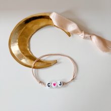 Bracelet « Initales aux choix » (Lien Beige)