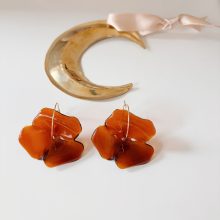 Boucles d’Oreilles « Big Flower » (Marron)