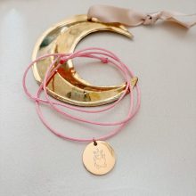 Collier Petite Fille « Licorne » (Cordon Rose – Gravure verso aux choix)