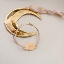 Bracelet « Médaille Nuage Connecteur » (Gravure & Cordon aux choix)