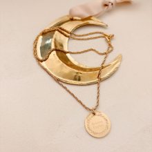 Collier Mi-Long «chaîne cable – médaille couronne» (Gravure aux choix)