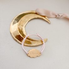 Bracelet Petite Fille « Médaille Nuage Connecteur » (Gravure & Cordon aux choix)