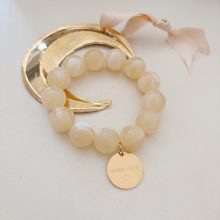 Bracelet « Zoé » (Beige – Gravure aux choix)