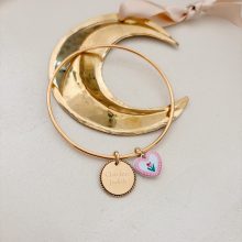 Jonc «Médaille Torsadée» (Pendentif Coeur fleur)